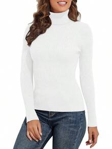 PrettyGuide Women's Ribbed Turtleneck Long Sleeve Sweater Tops