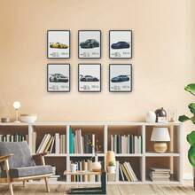 6pcs Frameless Supercar Posters, Gifts For Car Enthusiasts And Collectors, Racing Murals, Sports Car Prints, JDM Decoration Set Room Study Living Room Decoration Posters 8x10inch