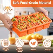 Silicone Freezer Molds For Soup With Lid, 1-Cup & 2-Cup Large Ice Cube Trays Food Storage Containers For Meal Prep, Freeze 250mL/125mL Portions – 2 Pack - 橘色 - 查看 5