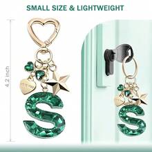 Cute Bling Keychain Initial Letter Butterfly Star Pink Purple Gift For Women Girls Bag Cup Charms Accessories-593312 - S-xanh lá cây - Xem 4
