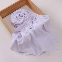 1pc Women Solid Color Crinkled Everyday Hijab, Opaque Headscarf For Dress - Multicolor - View 16