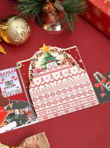 Opjoys 1 张圣诞前夜弹出式卡片、杰克和莎莉圣诞树贺卡、感谢卡、手工弹出式卡片、圣诞礼物、圣诞节 - 彩色 - 查看 10