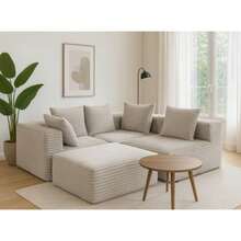 Oversized L-Shaped Modular Sofa - Modular Sofa With Soft, Deep Seat, No Assembly Required, Available In Multiple Colors, Memory Foam Cushions And Springs, Imitation Rabbit Fur Texture, Modern Living Room Furniture For Large Spaces, Space-Saving Design, Easy-To-Clean Fabric, Luxury Sofa For Apartments And Homes, Classic Minimalist Style, No Wooden Parts, Soft And Comfortable, Boneless Modular Sofa, Curved Sofa For Living Room, Single Sofa Bed Foldable, Compression Sofa - 淺灰色 - 查看 1