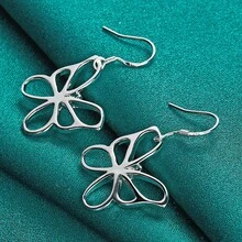 925 Silver Plated Butterfly Earrings For Women Charm Wedding Party Fashion Jewelry - Silver - View 2