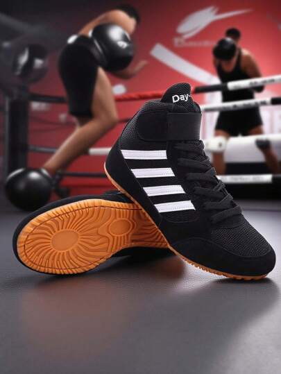 Boxing Shoes For Men, Professional Wrestling Shoes, Martial Arts Training Fitness Shoes, Mid-Top Sports Sneakers