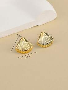 Set de 2-18 piezas de aretes con estrellas de mar, conchas, gotas de agua lisas y formas de C texturizadas, dorados y de moda, adecuados para el verano, viajes y uso vacacional - Amarillo Oro - Ver 7