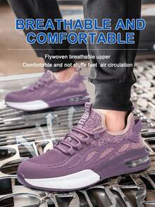 1 Pair Steel Toe Shoes For Women,Mesh Upper Safety Shoes Protective Feet,Anti-Smash,Anti-Puncture,Lightweight Breathable Sports Series Shoes,Low-Top Fashion Purple Color,Suitable For All Seasons Running Shoes Climbing Shoes Soft Sole Relieve Fatigue Comfortable,Safety Shoes Perfect Gifts Women Shoes Hiking Shoes Size Runs Large,Please Order One Size Down