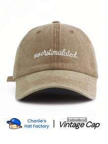 1pc Embroidered Washed Baseball Cap, Classic Casual Retro Style, Soft Sweatband, Adjustable Size, Lightweight Sun Protection, Versatile Vintage Dad Hat, Suitable For Outdoor Sports, Daily Wear, Gatherings And Vacations, Perfect Gift For Family And Friends - 別惹我. - 查看 6