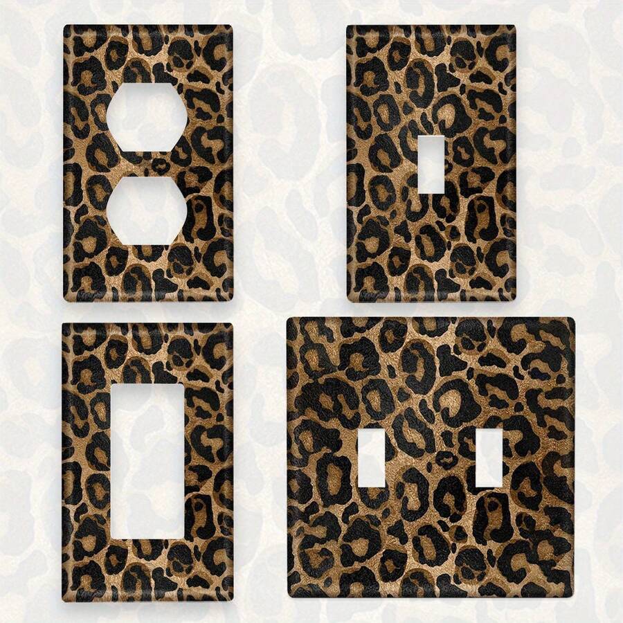 Golden And Black Glitter Leopard Print Light Switch Plate Unbreakable Polycarbonate Thermoplastic 1Gang/2 Gang Diner Kitchen Decor Single Gang Toggle Wall Plate Cover Decor Print Light Switch Plate Single Gang Toggle Switch C - Chuyển đổi kép - Xem 1