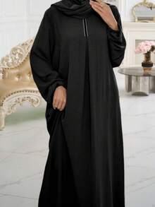 1 Set New Classic Versatile Muslim Abaya Shawl, Suitable For Any Occasion, Available In Multiple Colors, Hijab Included - Multicolor - View 21