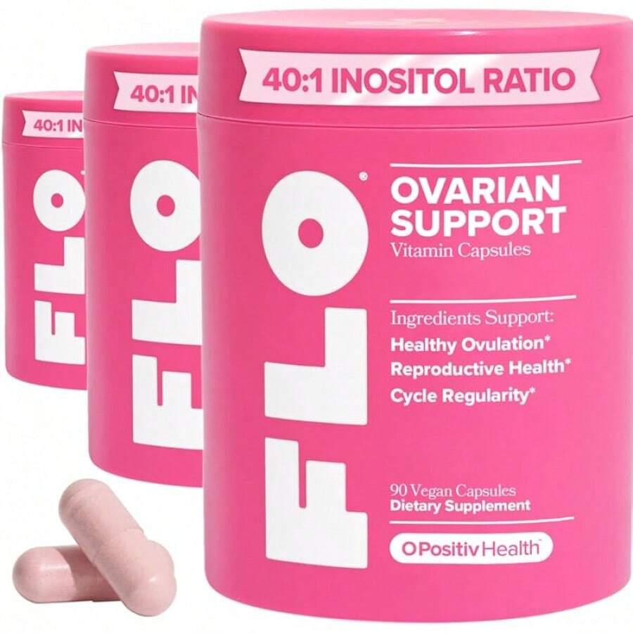 O Positiv FLO Ovarian Health Support - Hormone Balance For Women, Supplement With DIM, Myo & D-Chiro Inositol, Folic Acid - Supports Healthy Ovulation, Cycle Regularity - 30 Servings - Viên nang hỗ trợ sức khỏe buồng trứng (Gói 3 viên) - Xem 1