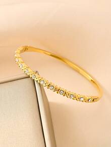 4pcs/3pcs/1pc 18K Gold-Tone Stainless Steel Bangle Bracelets, & Fashionable Accessories Suitable For Everyday Wear, Casual, Gifts For Relatives, Friends, Lovers, Girlfriends, Holidays, Street Style, Music Festivals, Beach Vacations