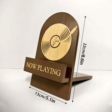 1 pieza Soporte de almacenamiento de discos de vinilo "Now Playing", estante de madera para exhibición de álbumes de vinilo, accesorios "Now Spinning" de madera para tocadiscos, estante de almacenamiento de madera para accesorios de tocadiscos para decoración del dormitorio y la sala de estar para amantes del vinilo