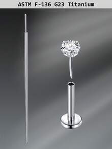 CIZME 1 Set Fashionable Titanium Alloy Threadless Nose Stud CZ Nose Ring, Flat Back Stud Earrings, CZ Nose Bone, Nose Wing, Cartilage Earrings, 20G 18G 16G Cubic Zirconia Lip Ring, Medusa Lip Ring, Threadless Lip Stud, Piercing Taper, Suitable For Daily Wear - Lip Studs - View 12