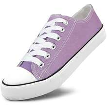 Haifago Low Top Lace Up Casual Canvas Sneakers For Women, Comfortable Lightweight Classic Fashion Sneakers Popular 2025,Tennis Shoes,Suitable For Daily Wear, Indoor, Outdoor, Work,Women Shoes - Màu tím - Xem 3