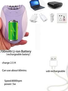 Kemei KM-6037 女士脱毛器 脱毛根部无痛剃毛器 比基尼线私密体毛去除面部按摩器 抗皱颈部紧致电动磨脚器 皮肤光滑四合一多功能女士个人护理套装