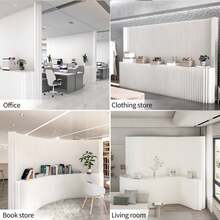 Room Divider,Bedroom,Room Divider With Shelf, Multifunctional Partition Wall, Kraft Paper, No Assembly Required Ideal For Offices, Living Rooms, Bedrooms, Beauty Salons, And Storefronts - 白色 - 查看 3