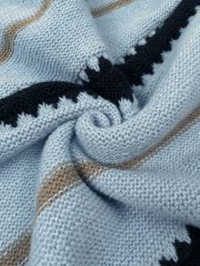 女士休闲条纹落肩宽松套头毛衣 - 彩色 - 查看 7