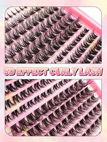 560pcs D Curl Fluffy Lashes Cluster Lash Extension Kit With 80pcs Bottom Lashes And 6 Styles Mixed 8-16mm Length Mixed Fluffy 60D+80D+100D Individual Lashes Cluster Segmented Spikes D Curl Eyelash Extension - D - View 9