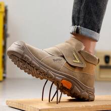 GUYISA 中帮安全鞋，防挤压、防刺穿，绒面革，防火花，隔热，焊接系列，四季通用中帮防护鞋，棕色，欧盟标准钢头，柔软橡胶外底，厚重却极其安全！（鞋码为中国尺码，请注意国际尺码换算！如果鞋码偏大，请选择小一码）