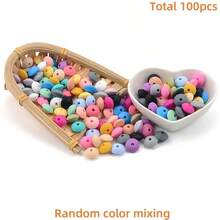 100Pcs Silicone Lentil Beads, 12mm Silicone Beads For Keychain Making Bulk Silicone Abacus Beads For Necklace Bracelet Making And Space Silicone Beads For Pens