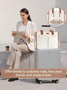 Canvas Tote Bag For Women, 15-Pocket Large Crossbody Handbag Bible Laptop Bag Zipper Bookbag For Teacher Work Travel College - 粉色 - 查看 5