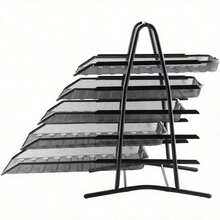 Shoze Mesh Desk Organiser 5 Tier Letter Tray Stackable Mesh File Holder Office A4 Filing Desktop Document Storage For Home Office (Black) - 5 Tiers (36x30x34cm) - View 2
