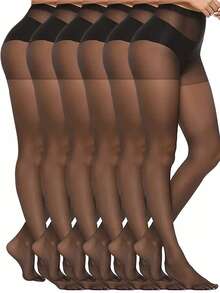 4/6 pares de medias extra grandes de cintura alta con control de abdomen y anti-correr - Negro/Albaricoque/Café - Control de abdomen y soporte de piernas - Medias elegantes formales/profesionales para fiestas - Fórmula suave y sin grietas - Para uso diario y ocasiones especiales, medias profesionales con textura suave