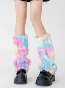 Plush Leg Warmers, Colorful Fuzzy Leg Warmers, Winter Warm Leg Sleeves Boot Cuffs