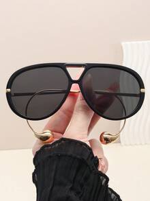 1pc Ombre Shiny Round Sexy PC (Polycarbonate) Pilot Frame Glasses With Ear Pendant, Fashion All Season For Summer Beach Vacation,Outdoor,Travel