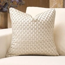 غطاء وسادة فاخر وأنيق بتصميم هندسي، بدون حشو، عالي الدقة، مزود بسحاب مخفي، مناسب للأريكة والأريكة والسرير والسيارة والكرسي ومقعد النافذة والأريكة الصغيرة وغرفة المعيشة وغرفة النوم والأرضية والمقعد والمكتب والمقهى - بيج - مشاهدة 3