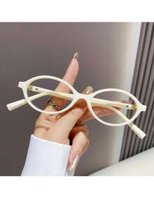 2025 Spring New Retro Oval Frame Nerd Glasses Frame, Solid Color Casual TPR (Thermoplastic Rubber) Non-Prescription Glasses - Multicolor - View 5