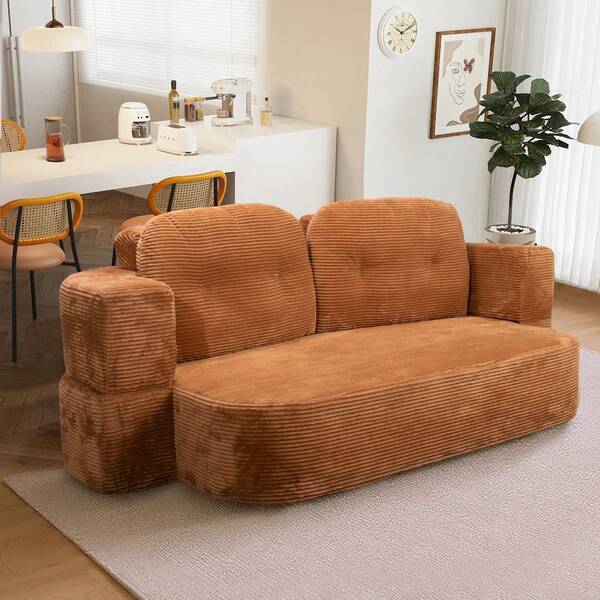 Sofá Cama Plegable de Pana Doble Estilo Retro Sofá Cama  convertible,  con reposabrazos y almohada, sofá plegable, cómodo sofá de piso para sala de estar recámara Matrimonial
