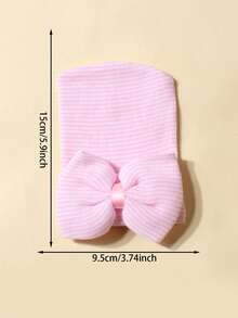 Set de 3 gorros de bebé recién nacido con lazo tejido, adecuado para otoño/invierno