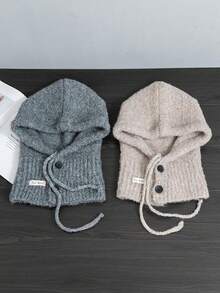 1 件男士秋冬拉法帽，时尚针织帽，带护耳功能，多功能无遮阳帽