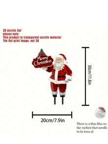 Estaca de jardín de Papá Noel de acrílico 2D con barba blanca - Mejor decoración navideña para el patio, sin batería, decoración navideña para el jardín - Multicolor - Ver 13