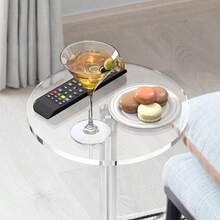 Acrylic End Table, Clear Side Tables For Small Space,10" L X 10" W X 21" H ,Modern Side Coffee Table For Living Room/Bedroom/Bathroom/Office/Outdoor/Business, Easy To Install(Please Tear Off The Protective Film Before Use To Ensure The Panel Is Clear And Transparent) - 白色 - 查看 6