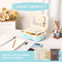 Bible Cover Case For Women, Large Bible Bag W/Shoulder Strap, Bible Study Supplies Bible Journaling Kit  Book Carrying Case With Bible Highlighters, Mothers Day Christian Gifts For Women - 粉色 - 查看 6
