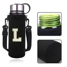 1pc 550-1500ML Sports Water Bottle Case Insulated Bag Crossbody Cup Protector Sleeve With Strap Adjustable Carrier For Mug Bottle Holder Water Bottle Holder Pouch With Letters A-Z