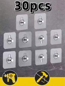 1/10/20/30 件透明亚克力相框挂钩，重型自粘式墙钩，用于挂画框、画作，无需钻孔，适用于浴室和厨房瓷砖、玻璃、木材、金属墙壁 - 彩色 - 查看 7