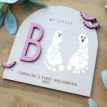DIY Footprint Art, Baby's First Halloween, "My Little Baby" Sign, Wooden Children's Craft, Customized Children's Keepsake, Personalized Halloween Decoration - Wooden Footprint Art - View 5