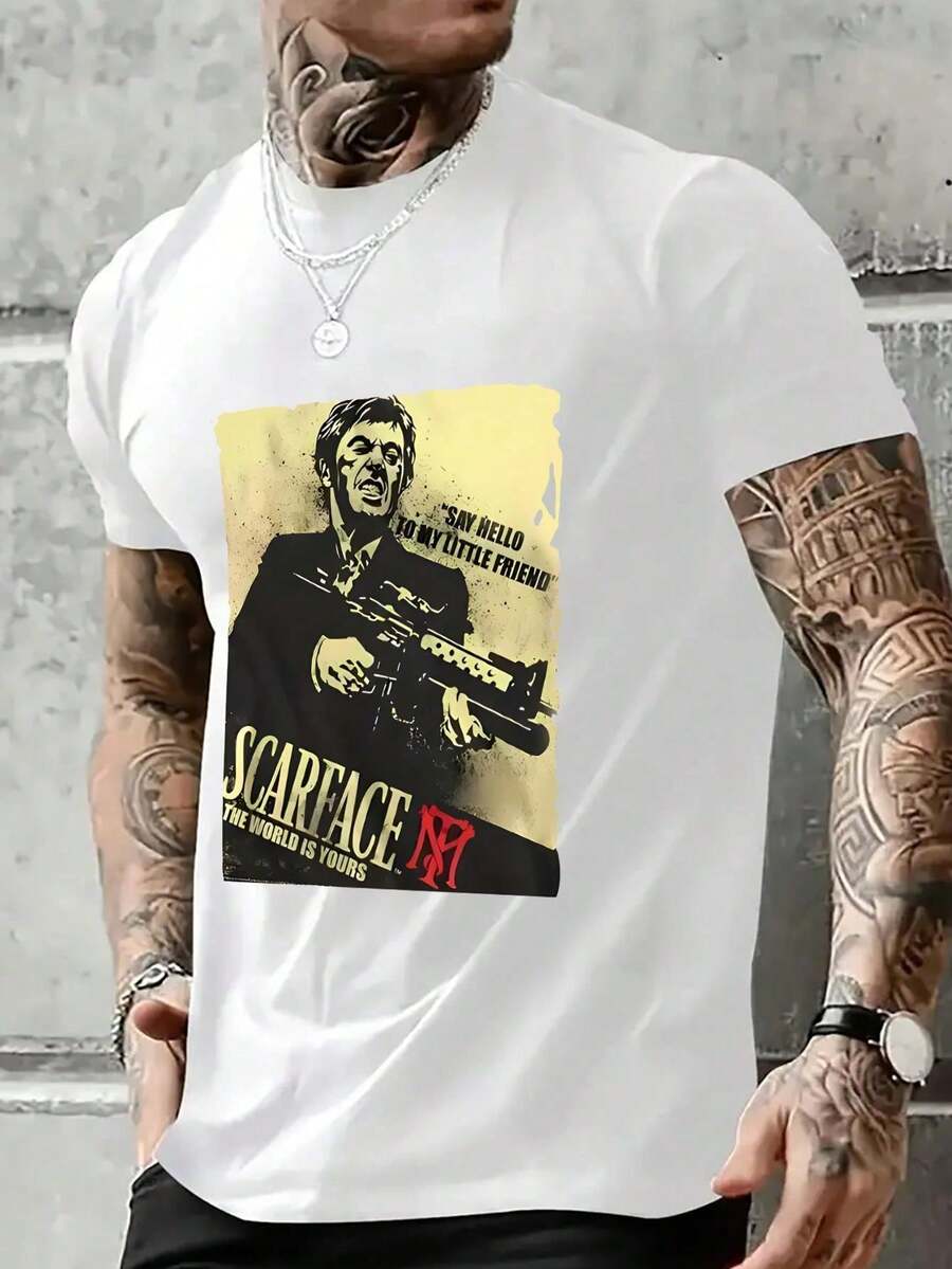 The World Is Yours" Graphic Tee For Men - Soft, Comfortable Polyester, Casual Summer T-Shirt With Crew Neck - White - View 1