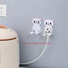 5-Piece Cute Cartoon Cat Wall Hook - Easy To Install, No Need For Drilled Plugs Or A Junk Organizer, Practical Hook - Bộ 5 móc treo đồ hình mèo con màu đen - Xem 3