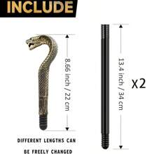 1 pieza Varita de hechicero de estilo egipcio, accesorio de disfraz superior, bastón de cobra rey de color negro y dorado de Skeleteen, accesorio de vara de mago para fiesta de temática de faraón antiguo de Halloween y mascarada