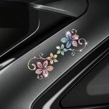 1片闪亮藤蔓花卉汽车贴纸，植物花卉图案，自粘式，不留残胶，易于安装，适用于汽车、卡车、摩托车、玻璃窗、笔记本电脑、植物爱好者等。 - 均碼 - 查看 4