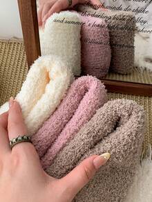 1 Pair/4 Pairs Kids Thick Fleece Leg Warmers, Warm Leg Warmers, Versatile Knee High Leg Warmers For Autumn/Winter - Multicolor - View 4