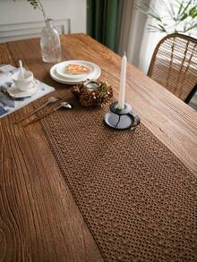 1 pieza Camino de mesa estilo vintage americano, unicolor caqui tejido con borlas naturales, rectangular para mesa de café, soporte de TV, fiesta, cumpleaños, decoración de mesa de comedor, para todas las estaciones, decoración de otoño, decoración de la habitación