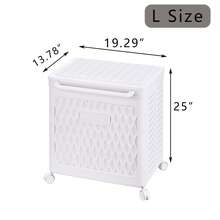 VECELO White Laundry Hamper With Wheels & Lid - 2-Section Rolling Storage Basket, Lockable Casters For Home Closet Organizer, 19x14x19 Inch - trắng - Xem 8
