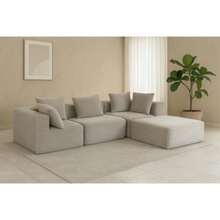 Oversized L-Shaped Modular Sofa - Modular Sofa With Soft, Deep Seat, No Assembly Required, Available In Multiple Colors, Memory Foam Cushions And Springs, Imitation Rabbit Fur Texture, Modern Living Room Furniture For Large Spaces, Space-Saving Design, Easy-To-Clean Fabric, Luxury Sofa For Apartments And Homes, Classic Minimalist Style, No Wooden Parts, Soft And Comfortable, Boneless Modular Sofa, Curved Sofa For Living Room, Single Sofa Bed Foldable, Compression Sofa - 淺灰色 - 查看 2