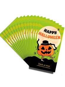 Cute & Festive Halloween Mini Card Set – 50-Piece With Ghost House & Pumpkin Themed Patterns, Ideal For Kids, Families & Party Hosts, Perfect For Halloween Party Favors, Trick-Or-Treat Notes, Party Supplies & Home Decor